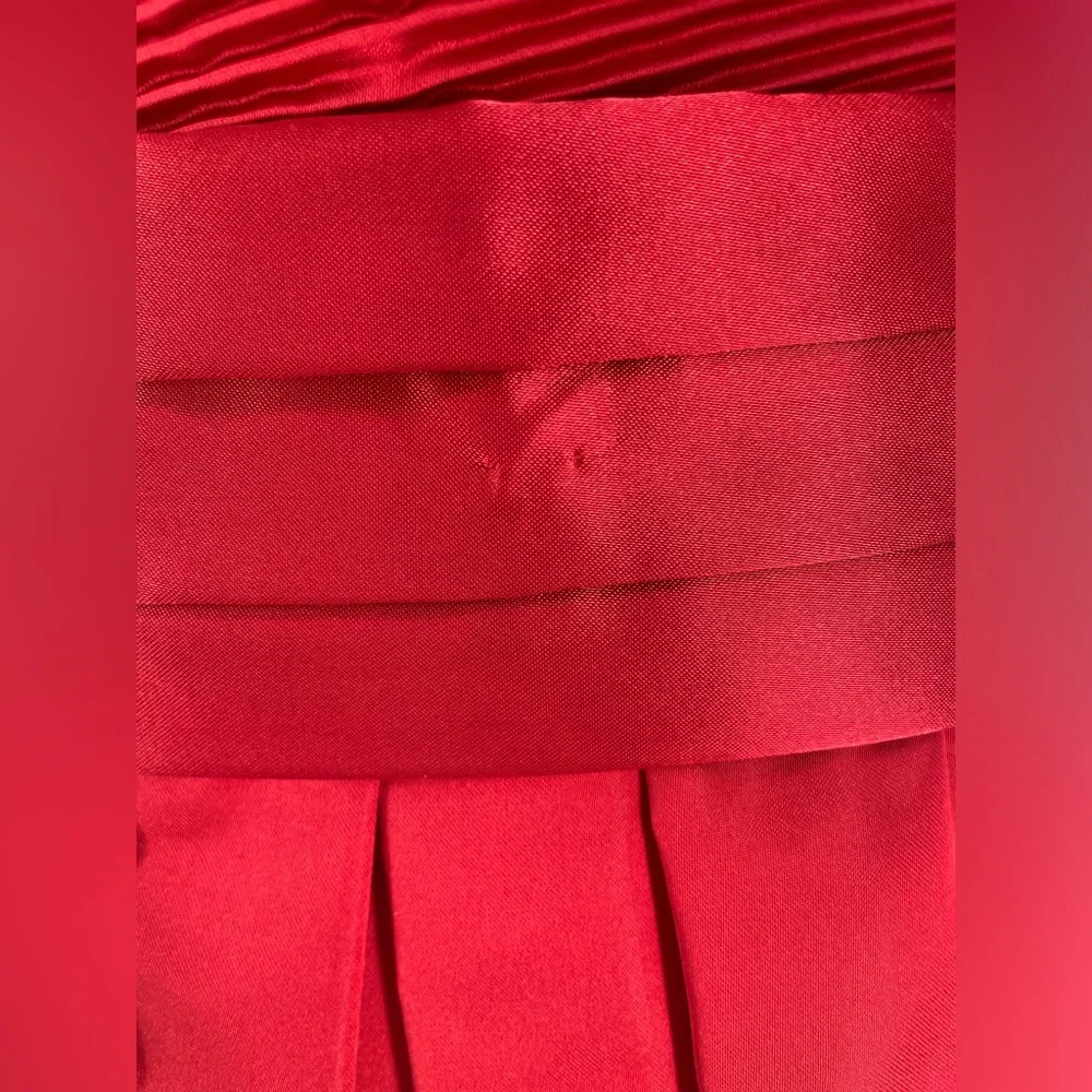 Rare 1980s Ruby Red Donna Morgan Satin Puff Sleeve Cocktail Dress - Picture 9 of 16